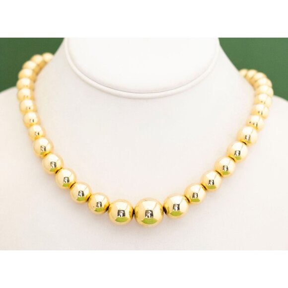 Vintage Victorian Gold Tone Spheres Beaded Necklace by Korea 24 inch - W10 - Picture 2 of 3